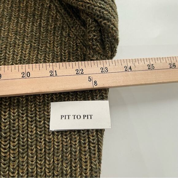 L.L. Bean  Army Green Cotton Thick Knit Zip Up Cardigan Size Large - Picture 5 of 7